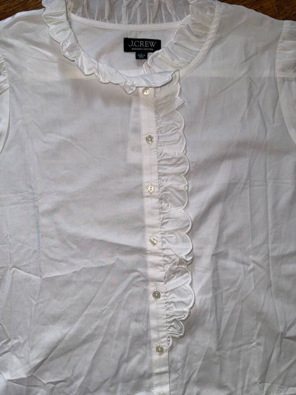 NWT J.Crew Ruffle-Trim Button-Up Blouse - Picture 3 of 6